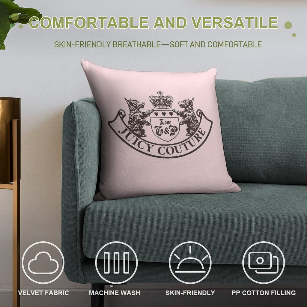 Y2k Juicy Couture Crest Soft Fade-Resistant Throw Pillow