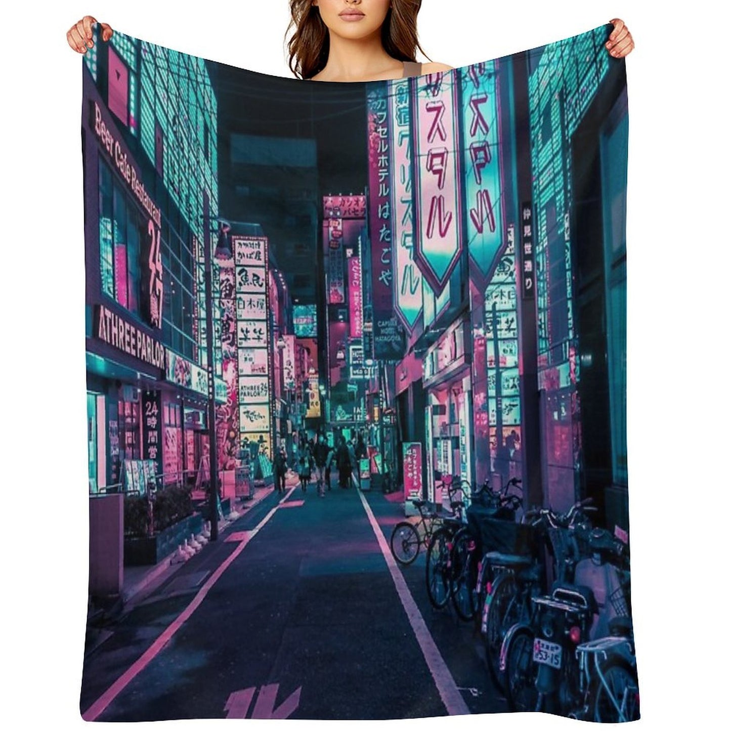Tokyo - A Neon Wonderland Lightweight Throw Blanket
