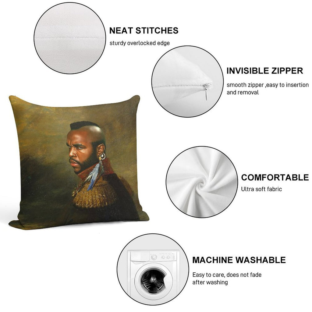 Mr. T - Replaceface Soft Short Plush Fabric Throw Pillow