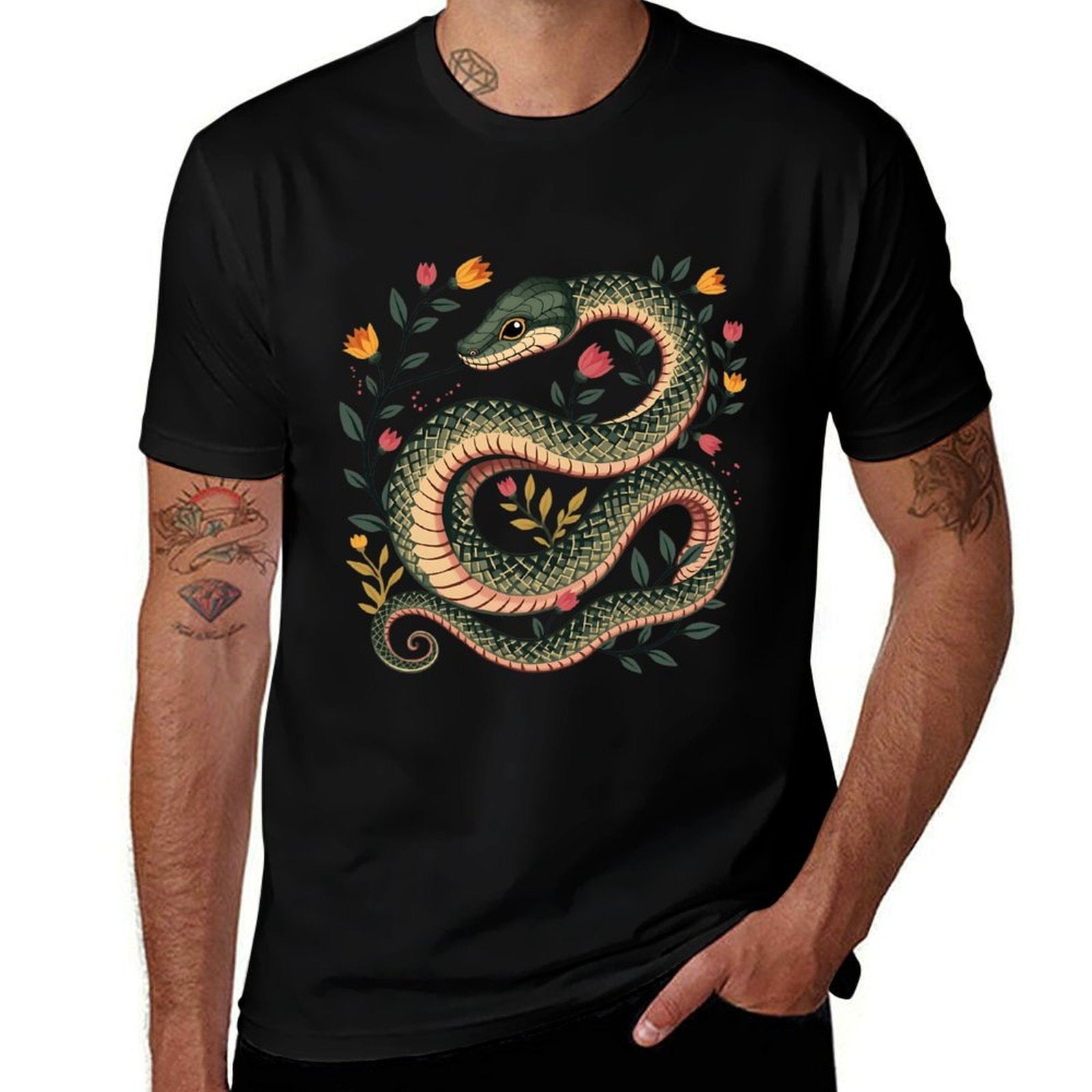Botanical Serpent – Elegant Nature Reptile Design  Relaxed-fit T-Shirt