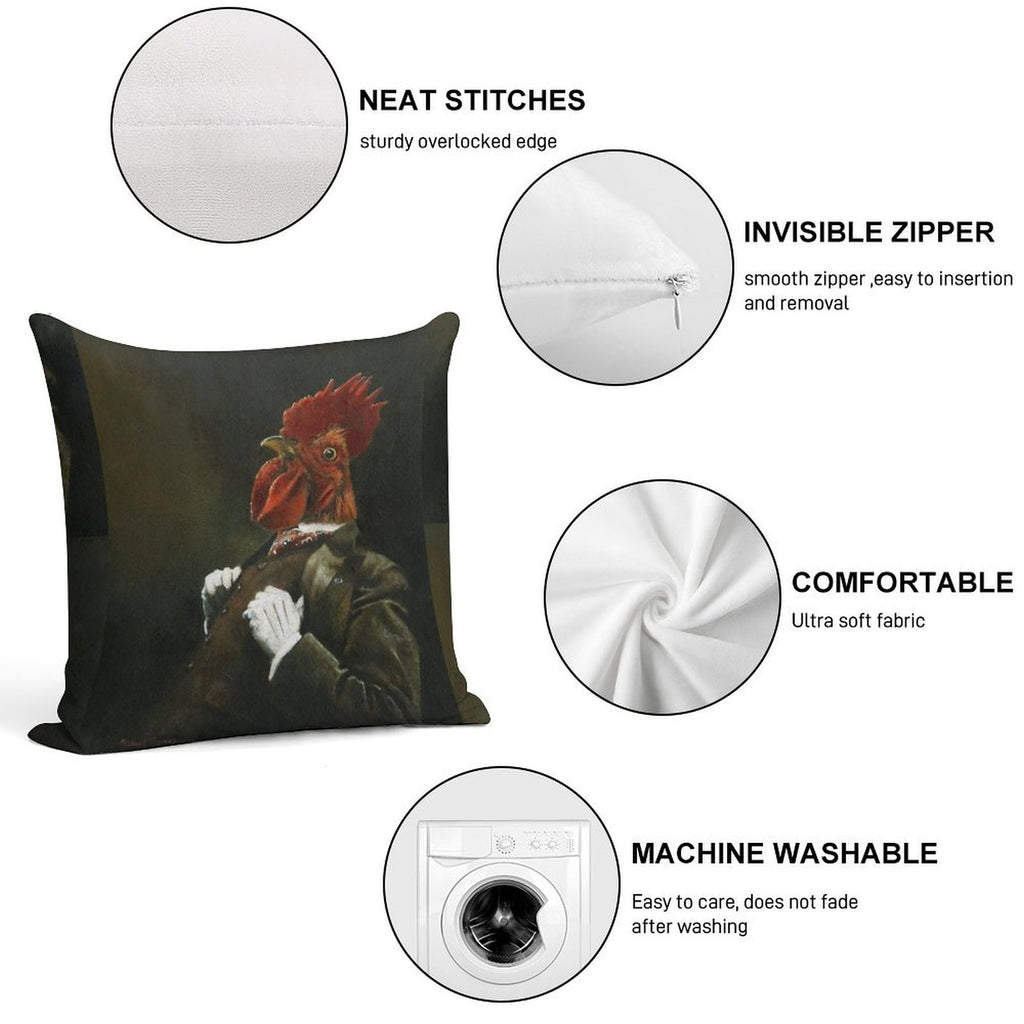 Victorian Cockerel Soft Fade-Resistant Throw Pillow