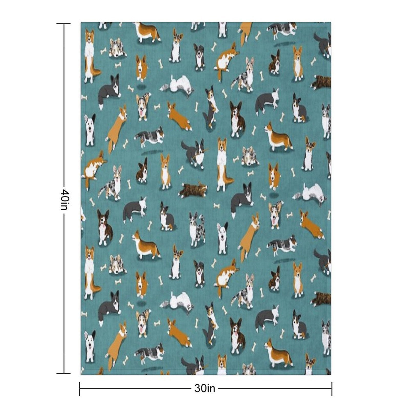 Cardigan Corgi Pattern on Teal Quick-dry Throw Blanket