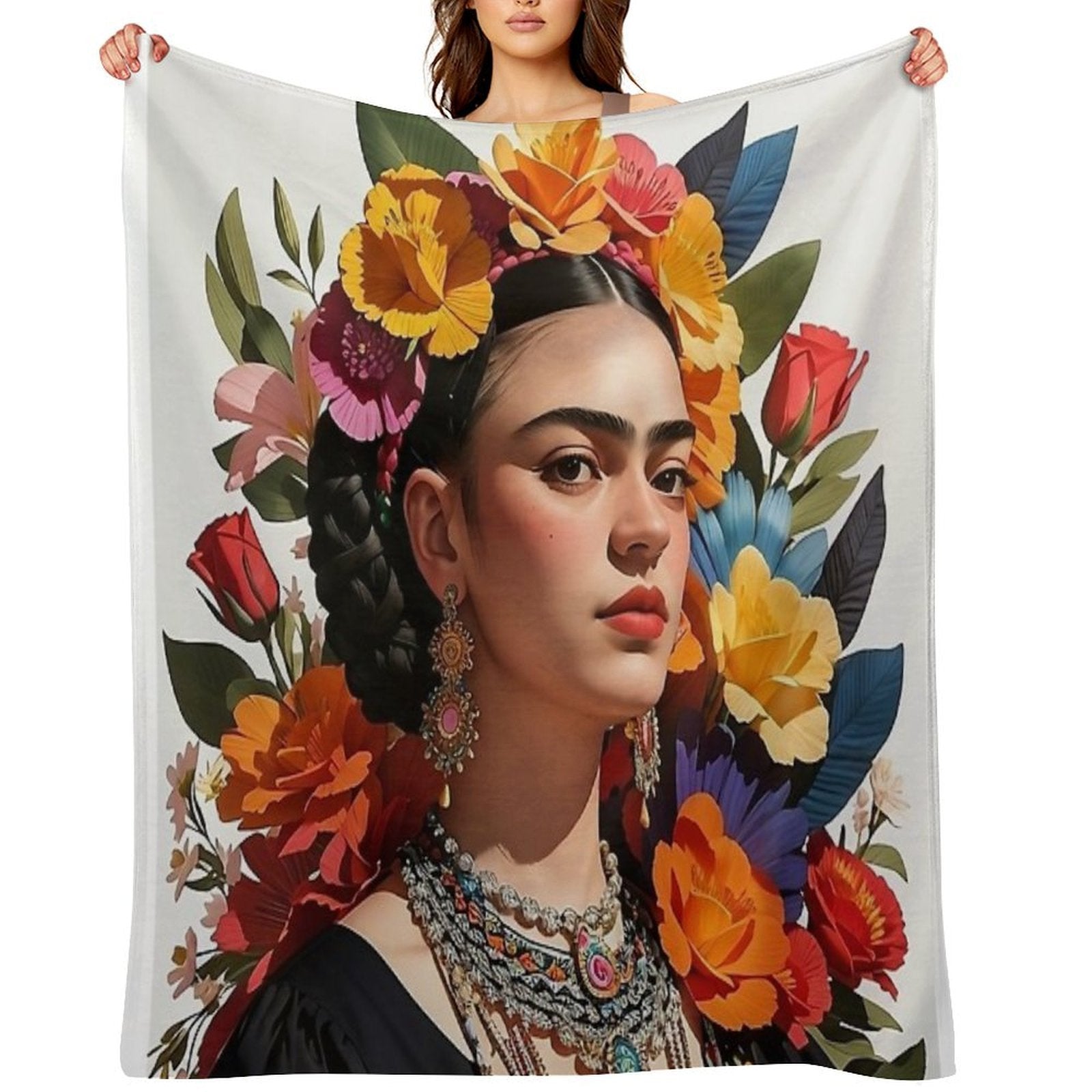 Frida Khalo All The Flowers- 1 Premium Throw Blanket