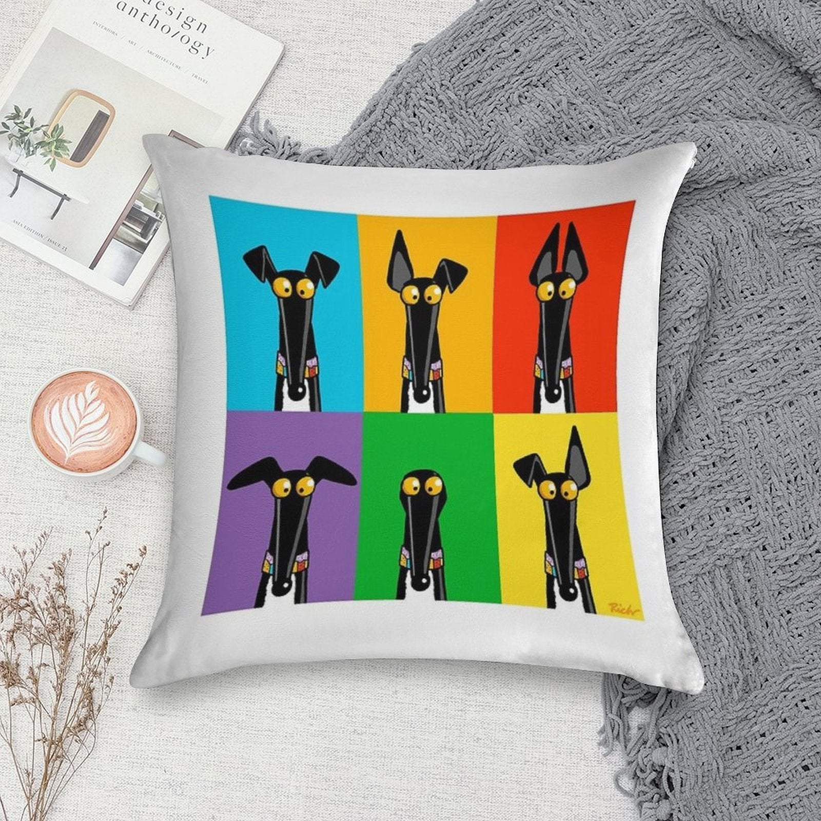Greyhound Semaphore Soft Washable Throw Pillow