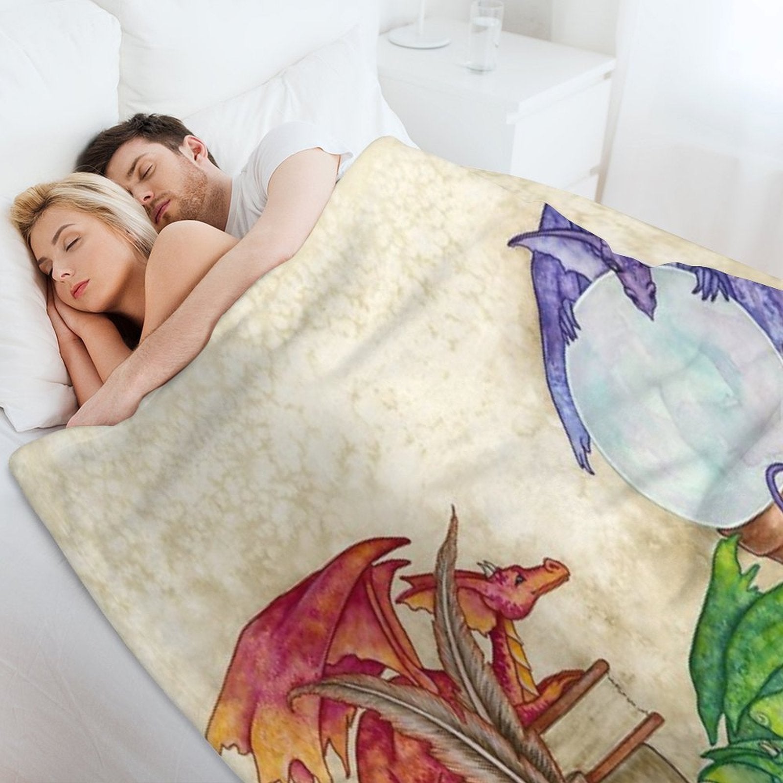 Dragons In The Library Eco-conscious Throw Blanket