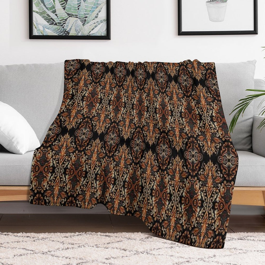 Original Wayang Prambanan Indonesian Brown Batik Eco-conscious Throw Blanket