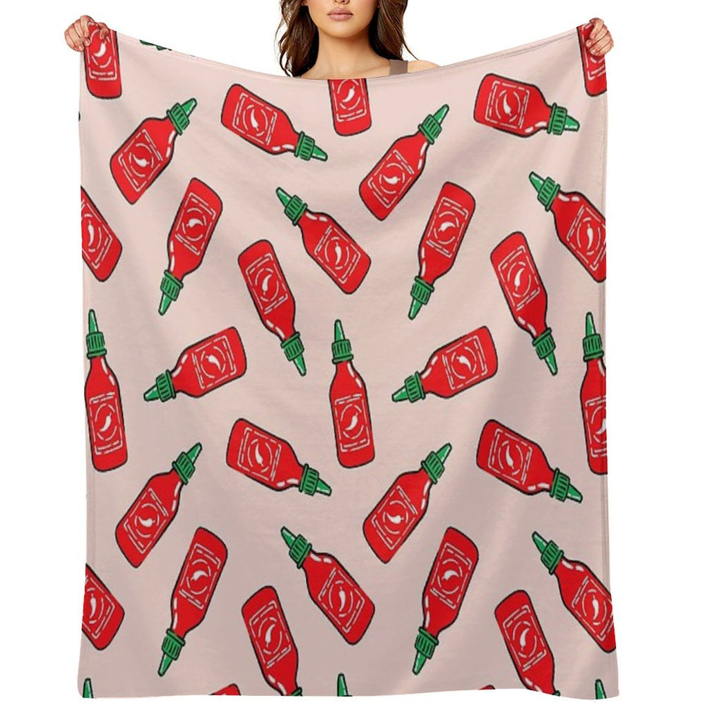 Sriracha Sauce - Pink - Hot Chili Sauce Anti-pilling Throw Blanket