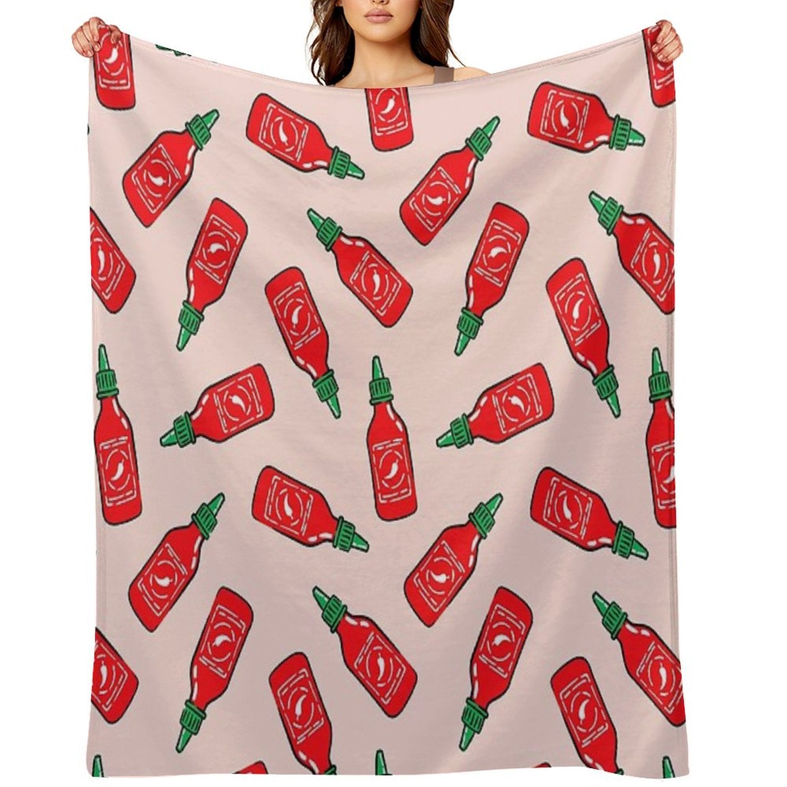 Sriracha Sauce - Pink - Hot Chili Sauce Anti-pilling Throw Blanket