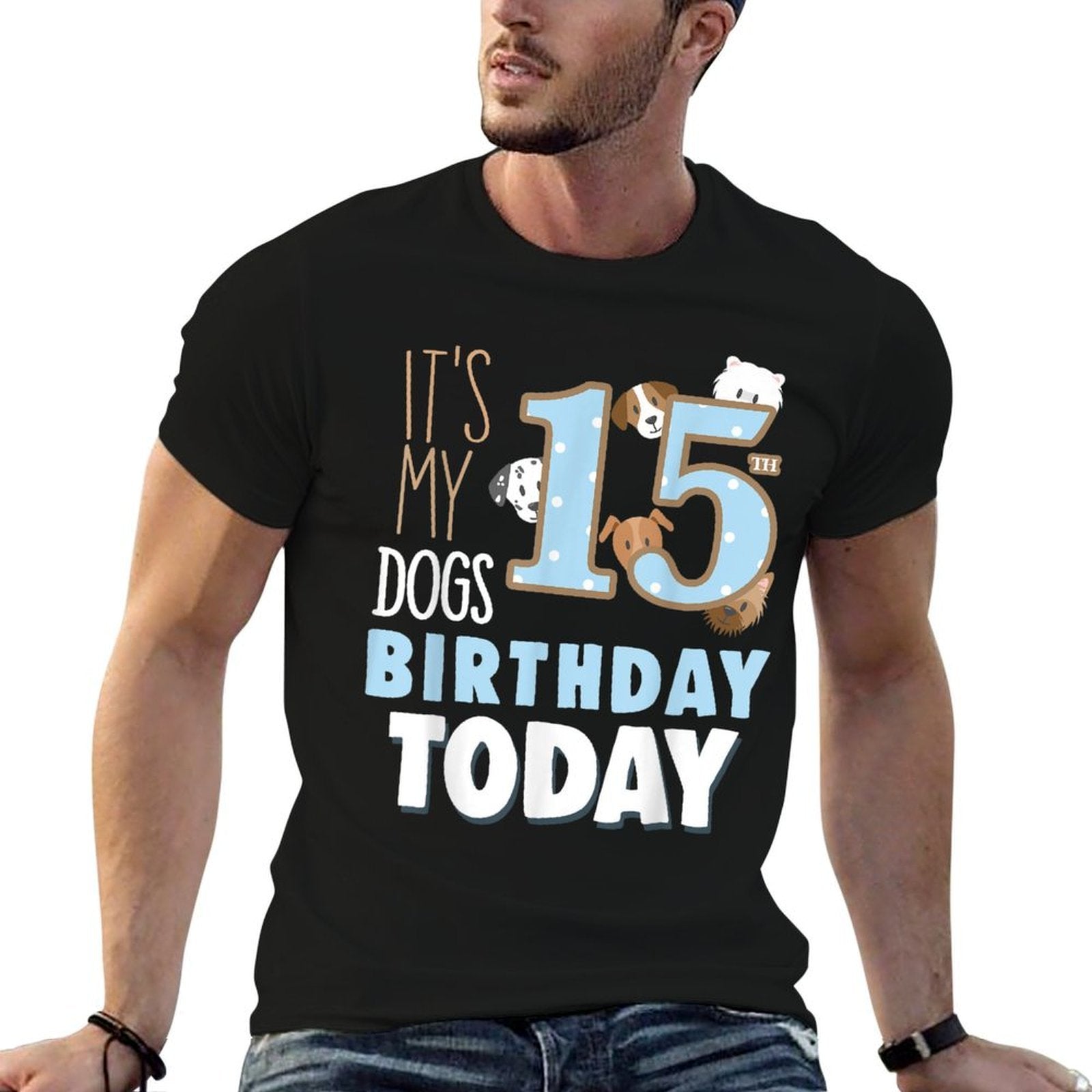 Its My Dogs 15th Birthday Party Idea & Birthday Dog Parent  Eco-friendly Material T-Shirt