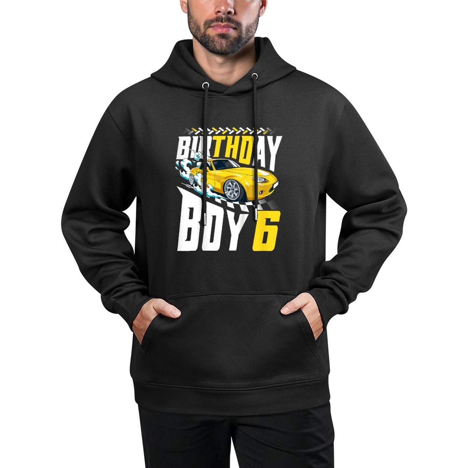 Kids Birthday Boy 6 Years Race Car 6th Birthday Racing Car Moisture-Wicking Hoodie