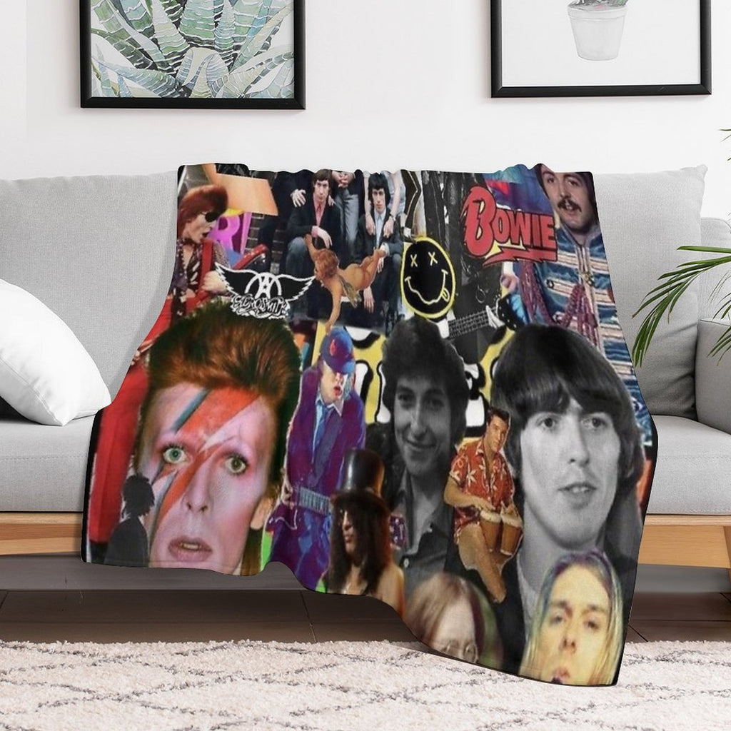 Retro 1990 Rock Band Posters Wrinkle-free Throw Blanket