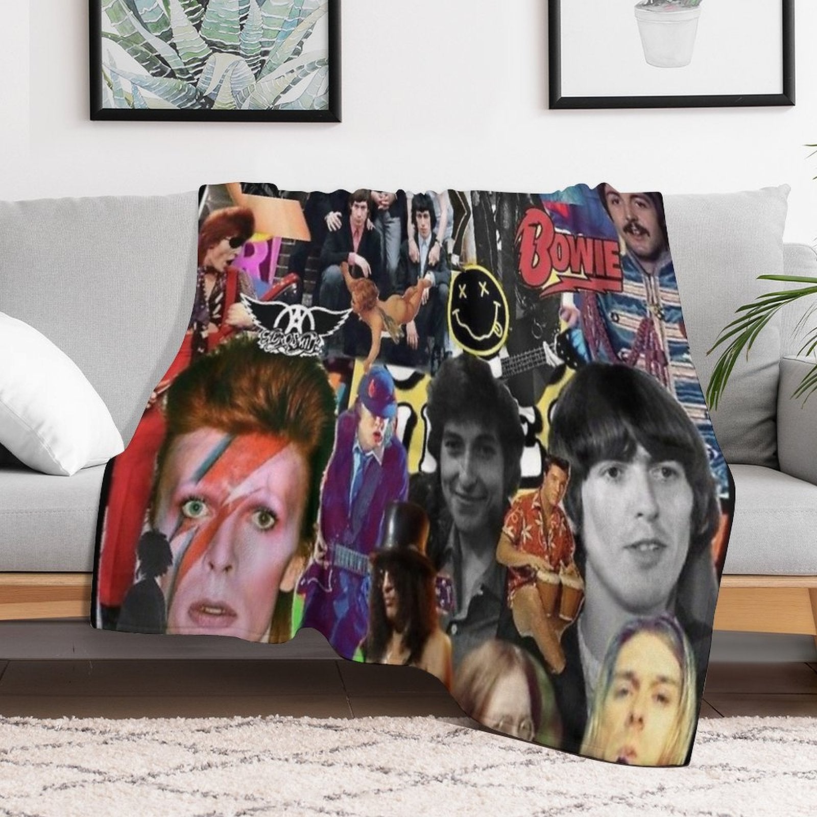 Retro 1990 Rock Band Posters Wrinkle-free Throw Blanket