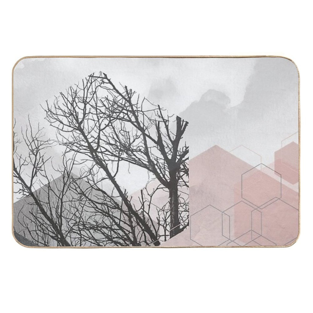 Pink And Grey Hexagon Art II  Non-Slip Bath Mat
