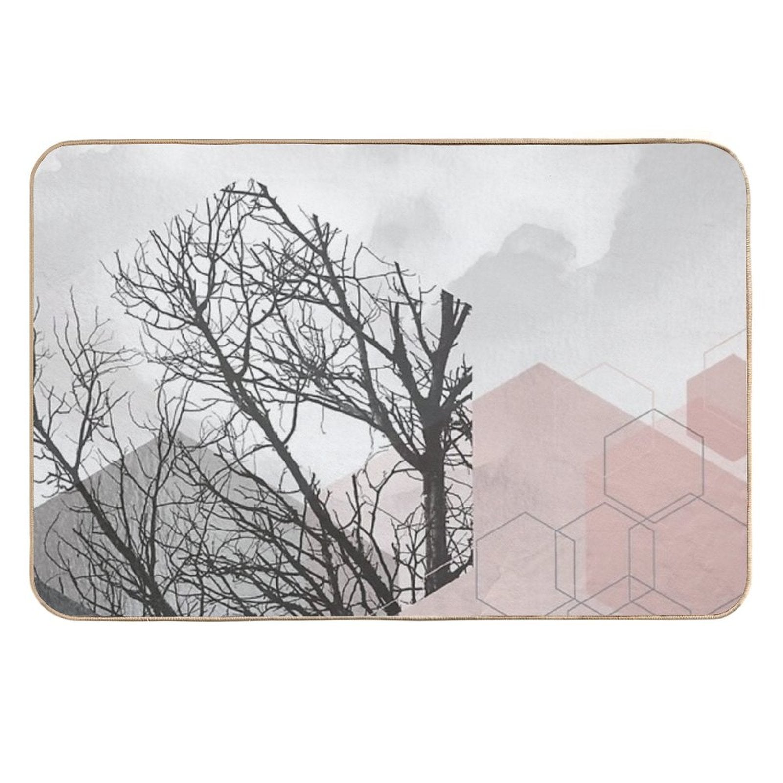 Pink And Grey Hexagon Art II  Non-Slip Bath Mat