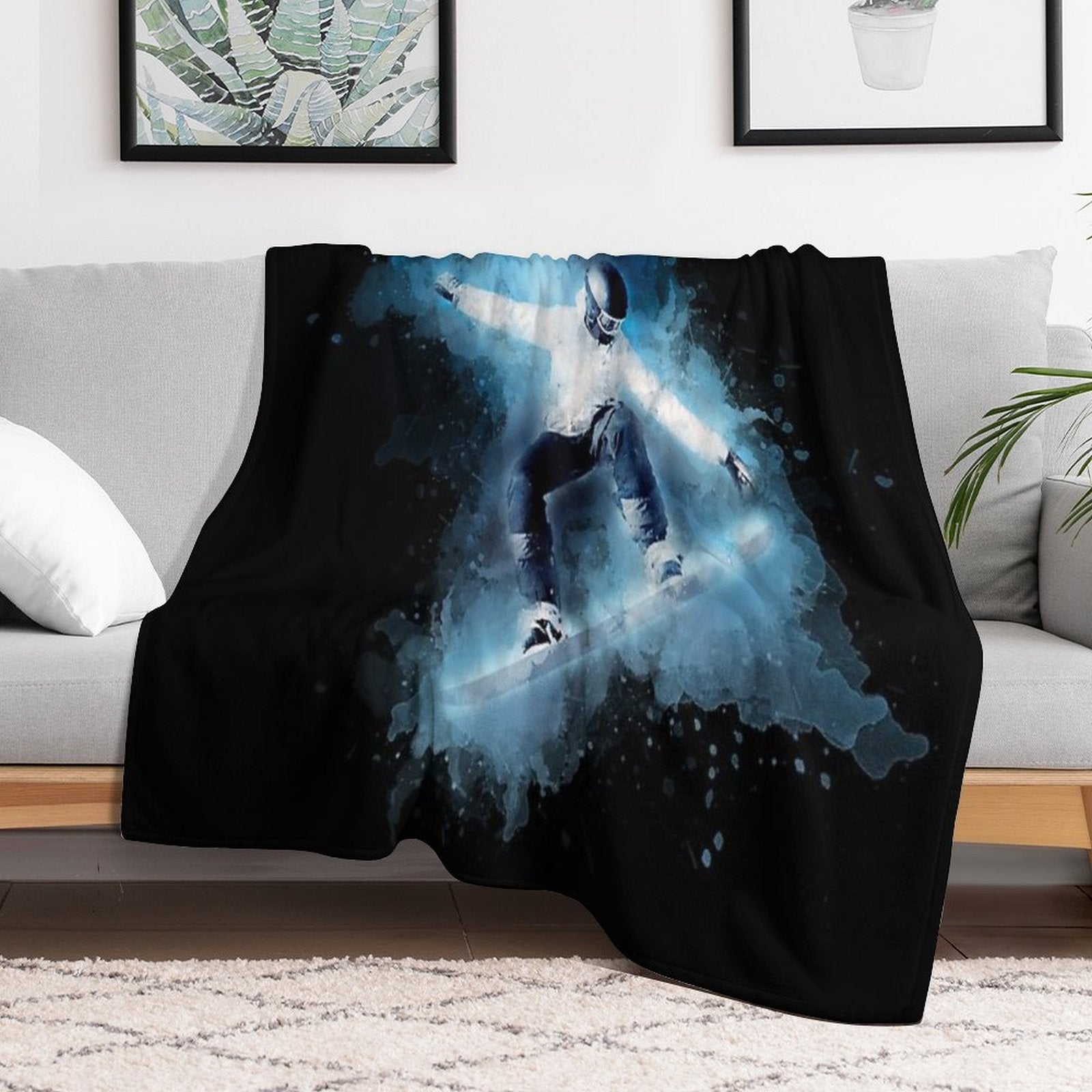 Snowboard Durable Throw Blanket