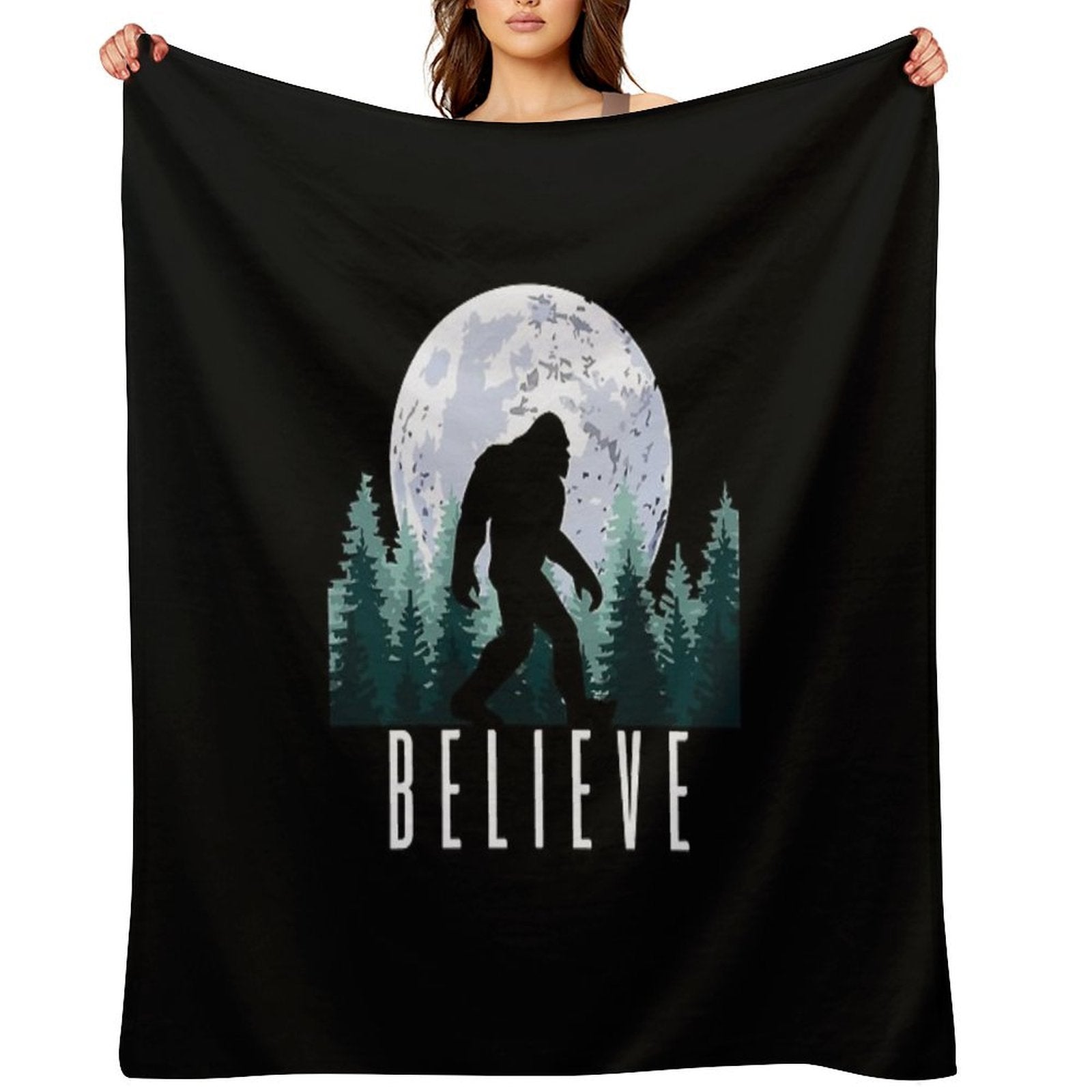 Bigfoot Believe  Sasquatch All-season Throw Blanket