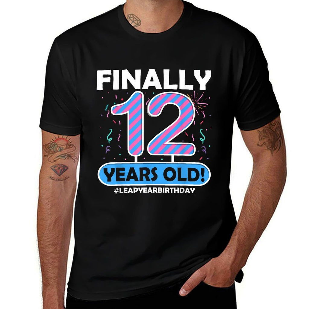 Finally 12 Years Old Leap Year 48th 48 Year Old Birthday  Ribbed Collar T-Shirt