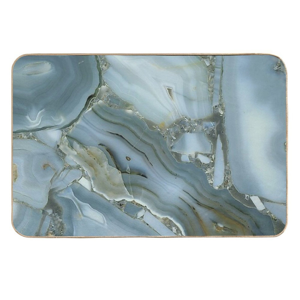 Preppy Minimalist Grey Slate Blue Marble  Easy Maintenance Bath Mat