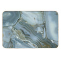Preppy Minimalist Grey Slate Blue Marble  Easy Maintenance Bath Mat