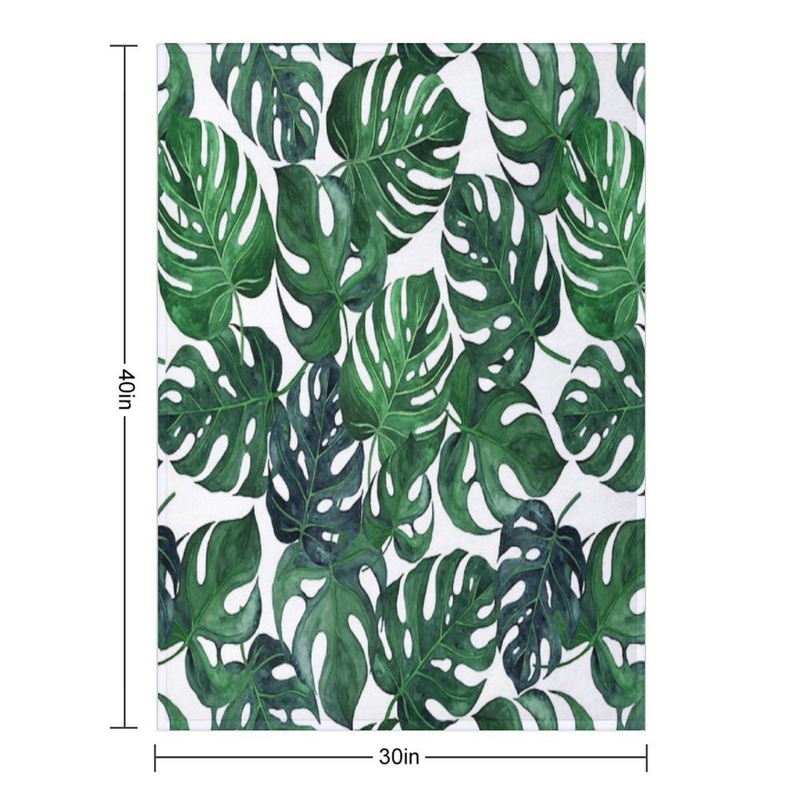 Tropical Monstera Leaves - Dark Emerald Green Machine-washable Throw Blanket