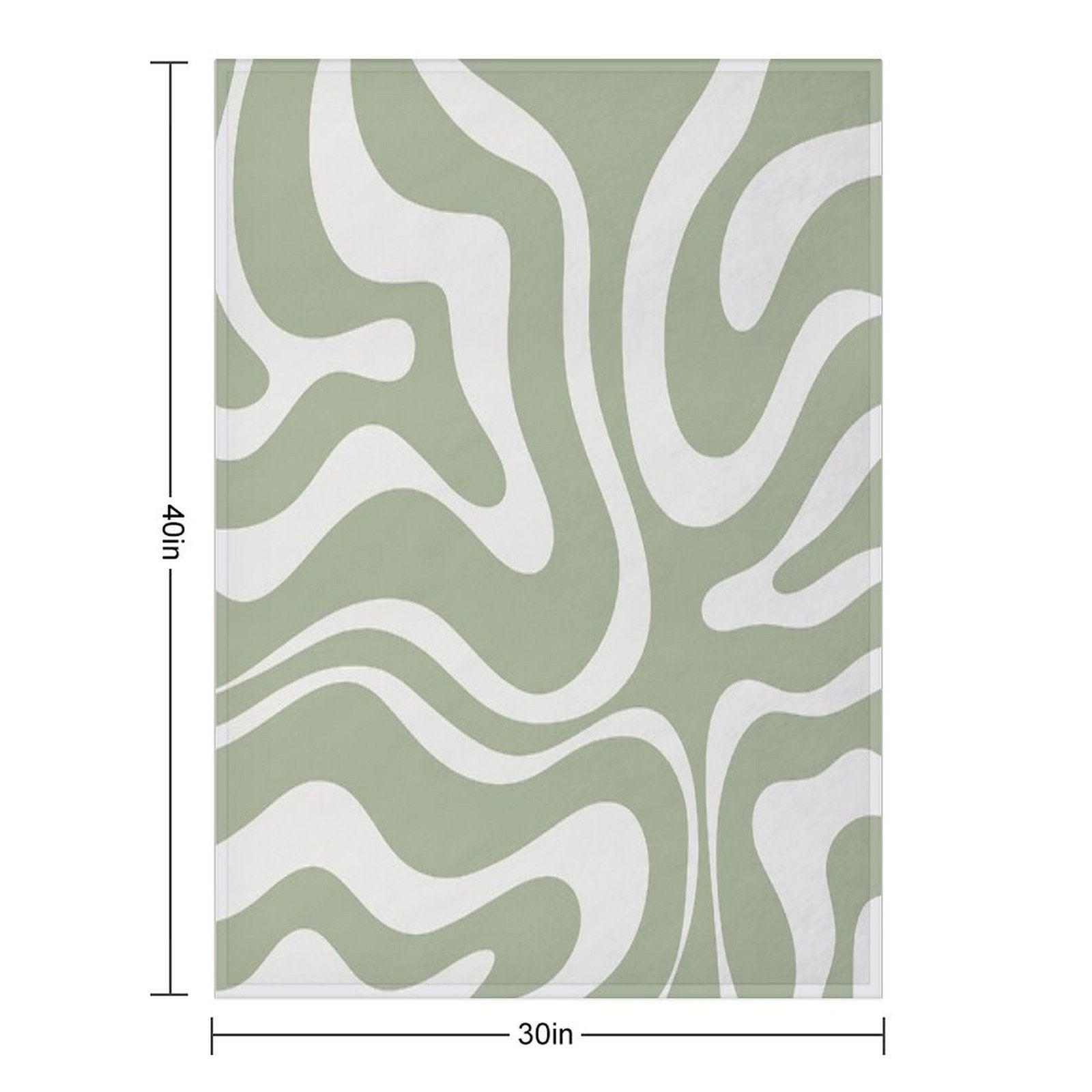 Liquid Swirl Abstract Pattern in Sage Green And Nearly White Plush Throw Blanket