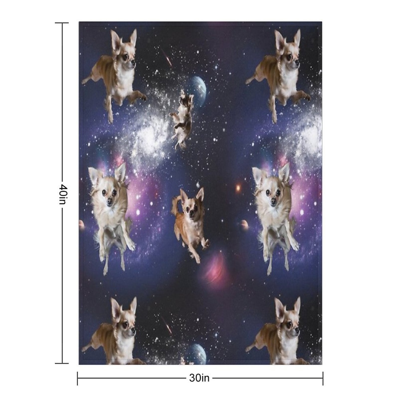 Floating Chihuahuas in A Swirling Galaxy Gift-ready Throw Blanket