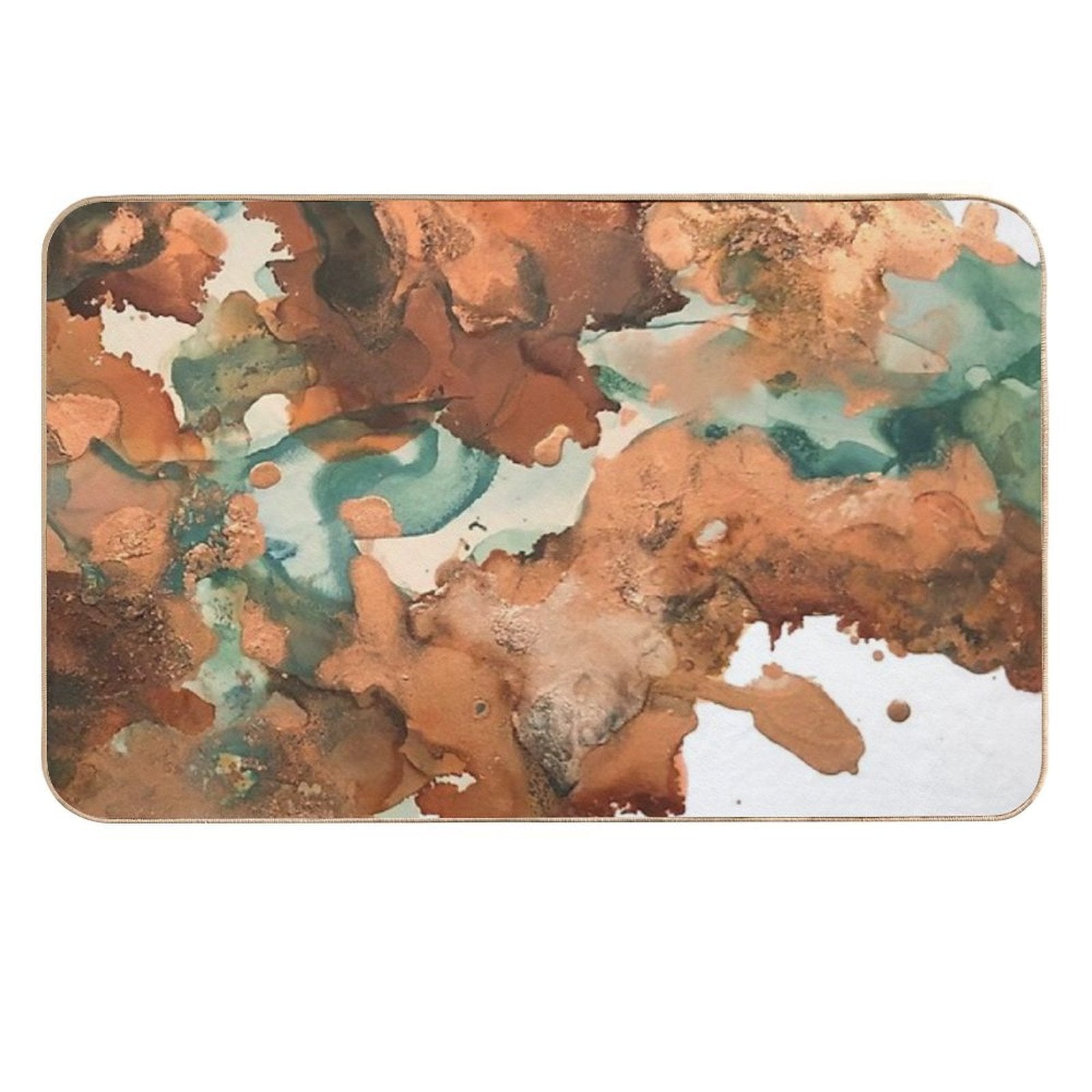 Autumn Turning - Copper And Mint Abstract  Anti-Trip Bath Mat