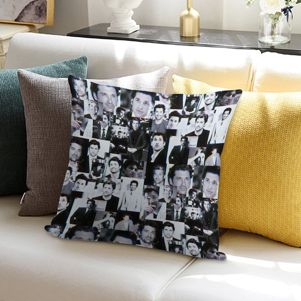 Patrick Dempsey Collage Soft Luxury Feel Throw Pillow