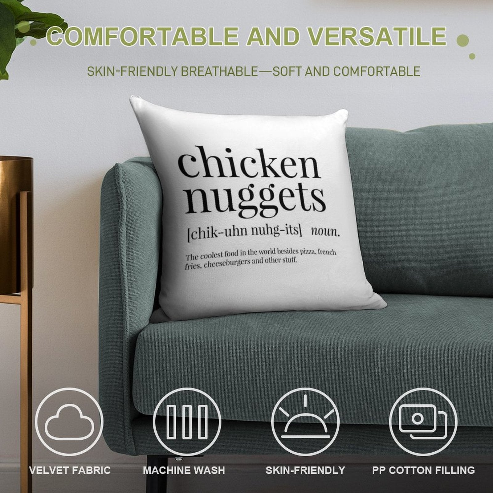 Chicken Nuggets Definition Soft Hidden Zipper Throw Pillow
