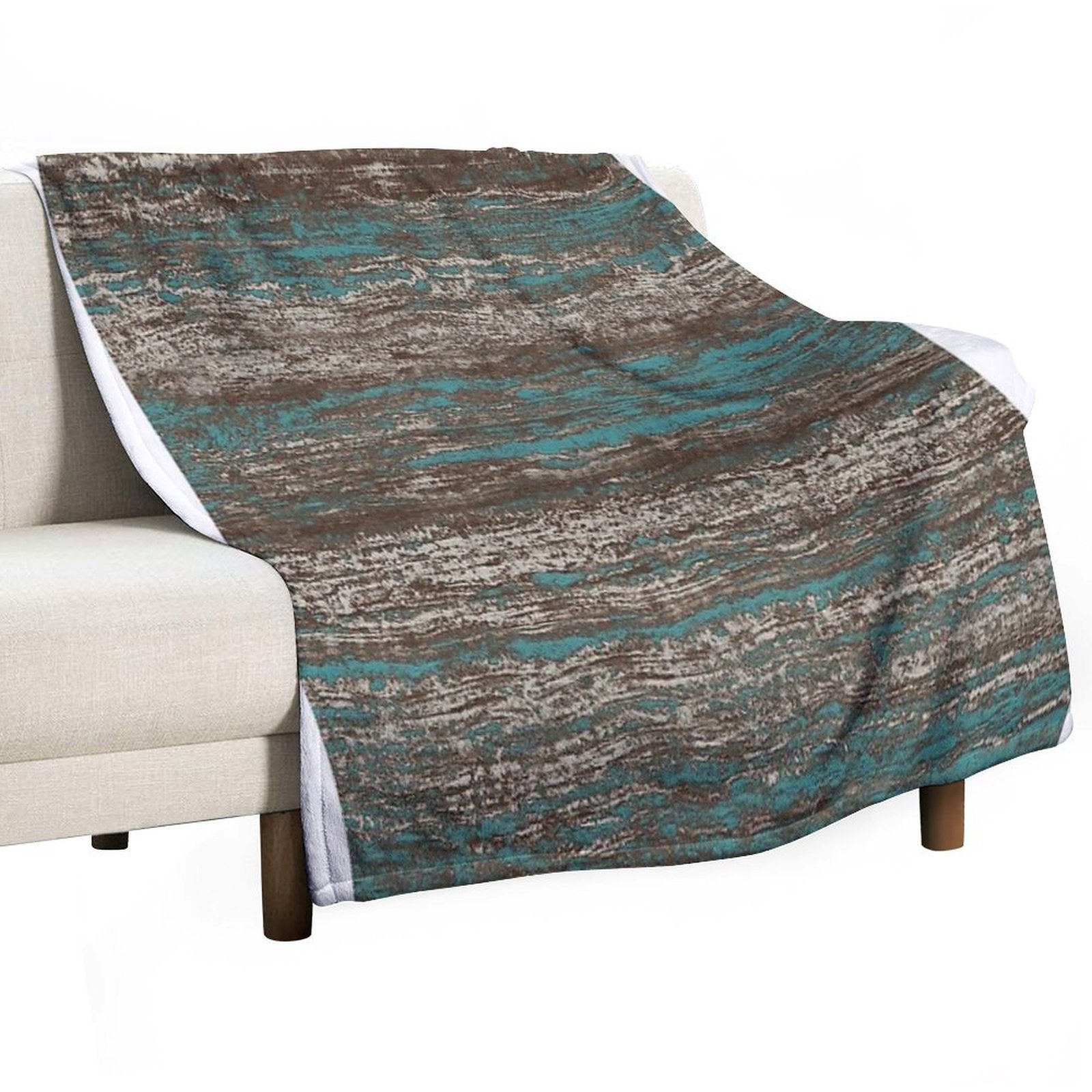 Teal Blue Dark Chocolate Grey Brown Melange Quick-dry Throw Blanket