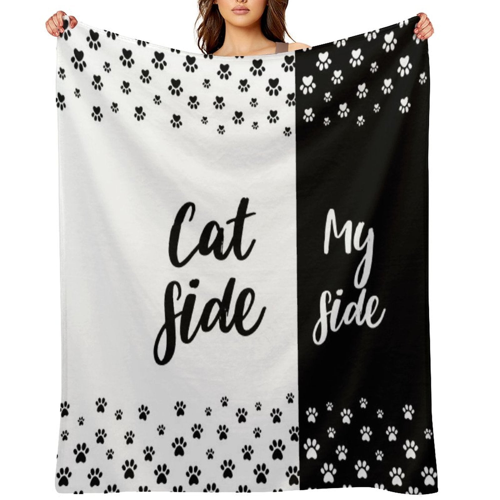 Cat Side My Side Funny Cat Owner Bedding Multi-functional Throw Blanket