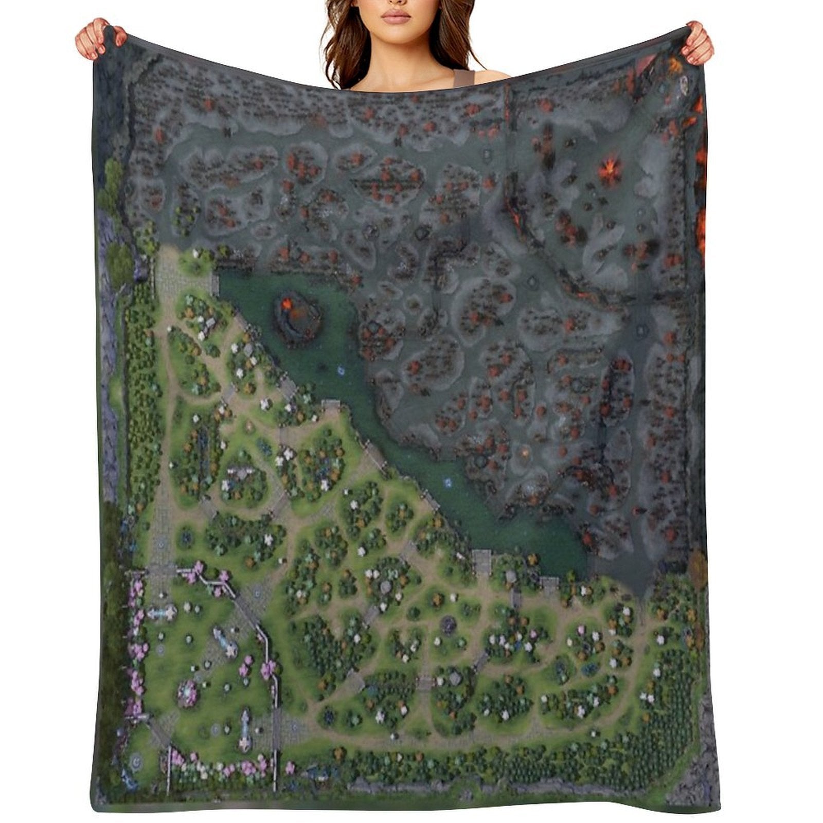 DOTA 2 Mini Map Full Zoomed Out, Classic Version Wrinkle-free Throw Blanket