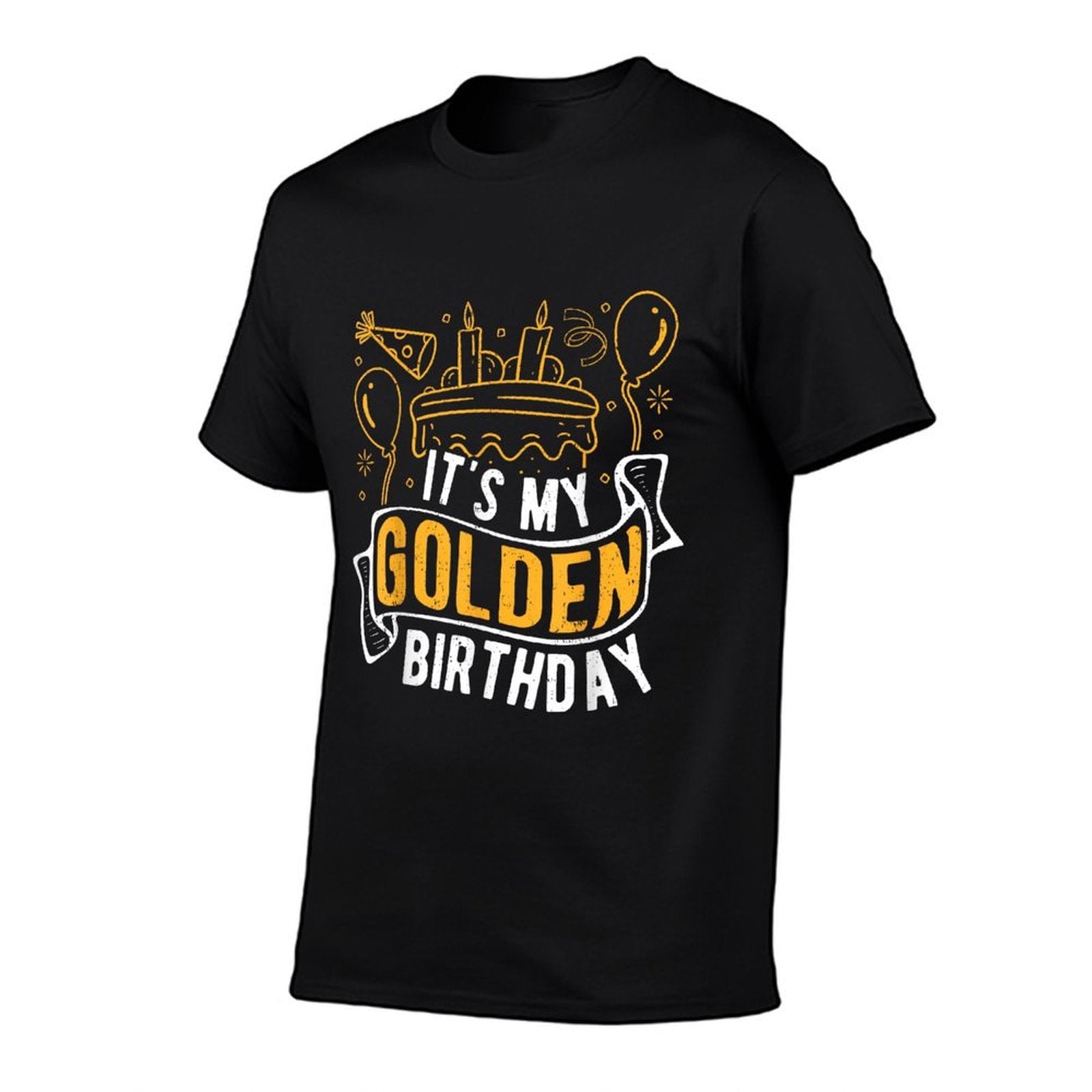 IT'S MY Golden Birthday Celebration Party Birth Golden Fan  Rolled Sleeves T-Shirt