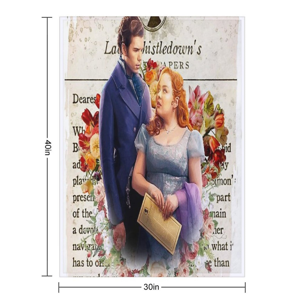 Colin Bridgerton & Penelope Featherington Lady Whistledown Society Papers Netflix Anti-pilling Throw Blanket