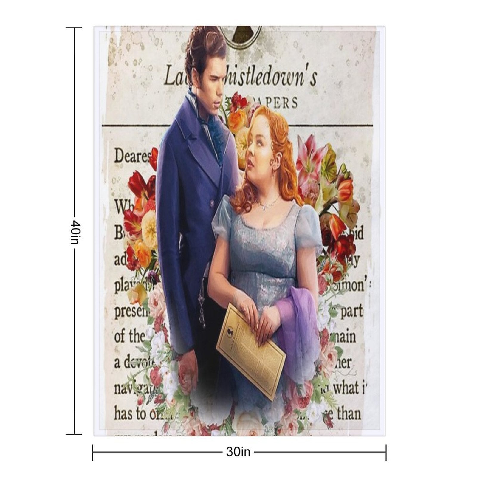 Colin Bridgerton & Penelope Featherington Lady Whistledown Society Papers Netflix Anti-pilling Throw Blanket