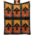 Eagle-Native American With Tribal Pattern Border Compact Throw Blanket