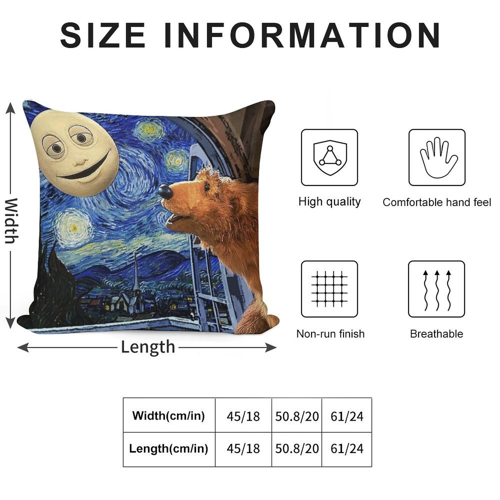 Bear in The Big Blue House with Starry Night Soft Easy Maintenance Throw Pillow