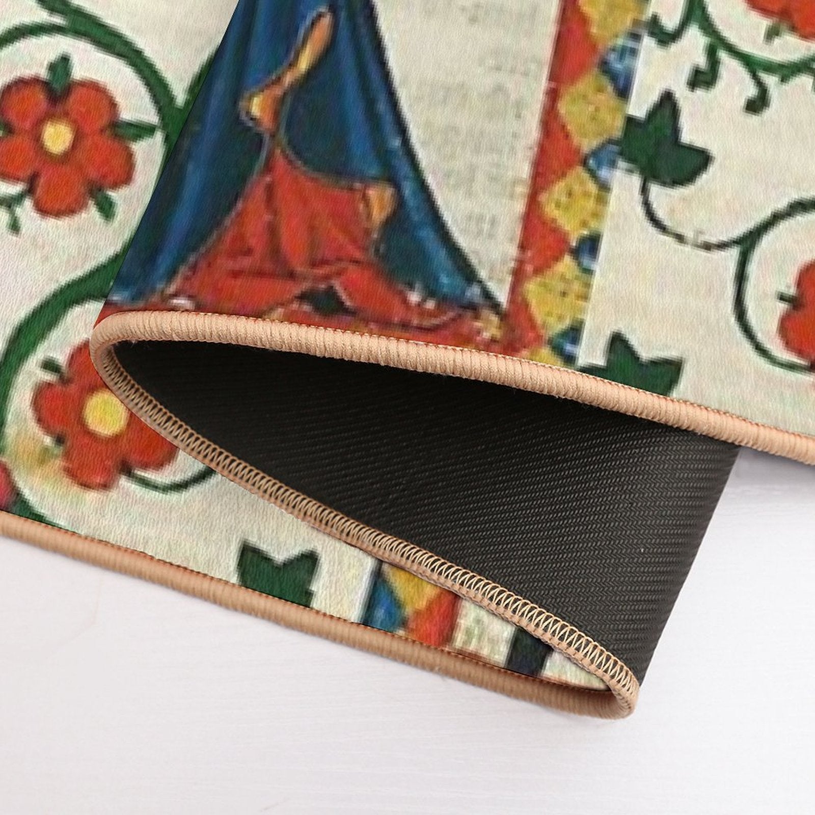 GERMAN POET WITH HIS BELOVED LADY ,MEDIEVAL MINIATURE WITH WILD ROSES  Eco-Friendly Bath Mat