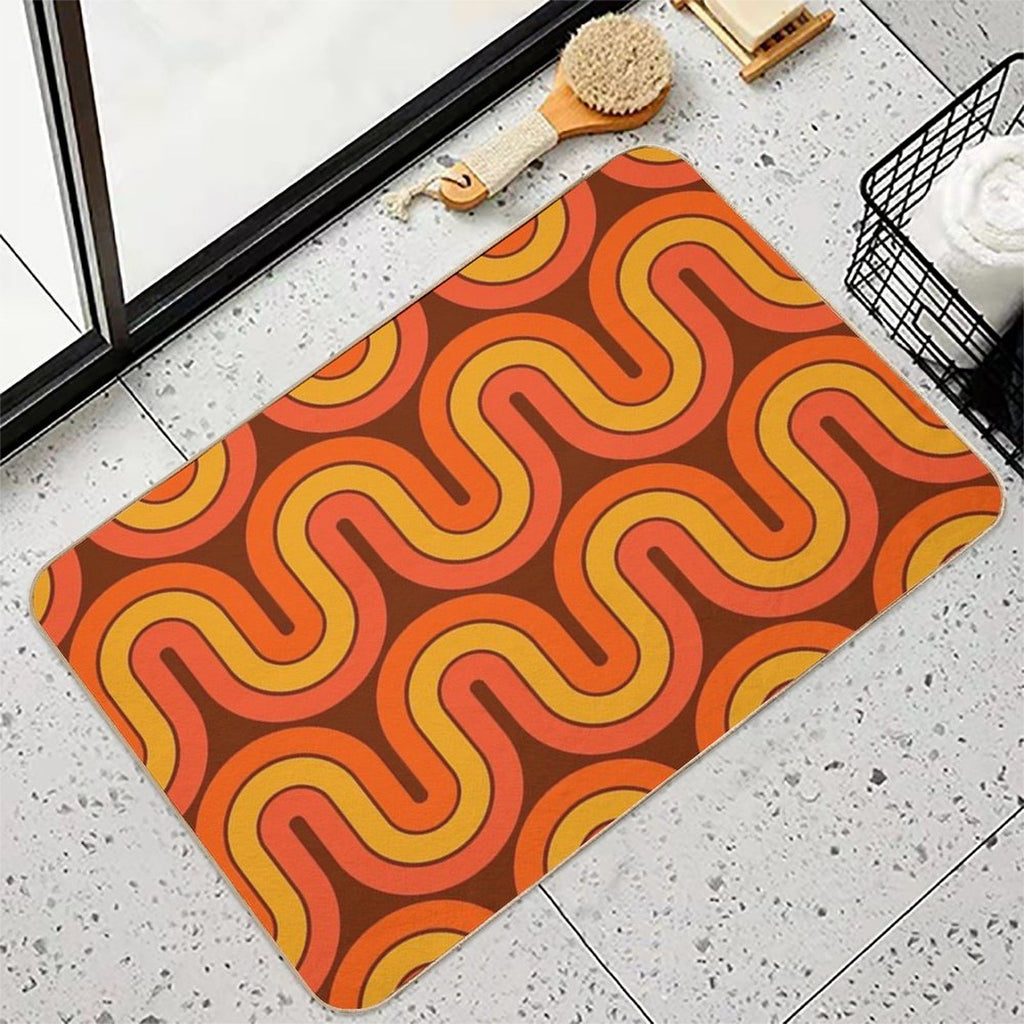 Retro Geometric Gradient Design  Multi-Purpose Bath Mat