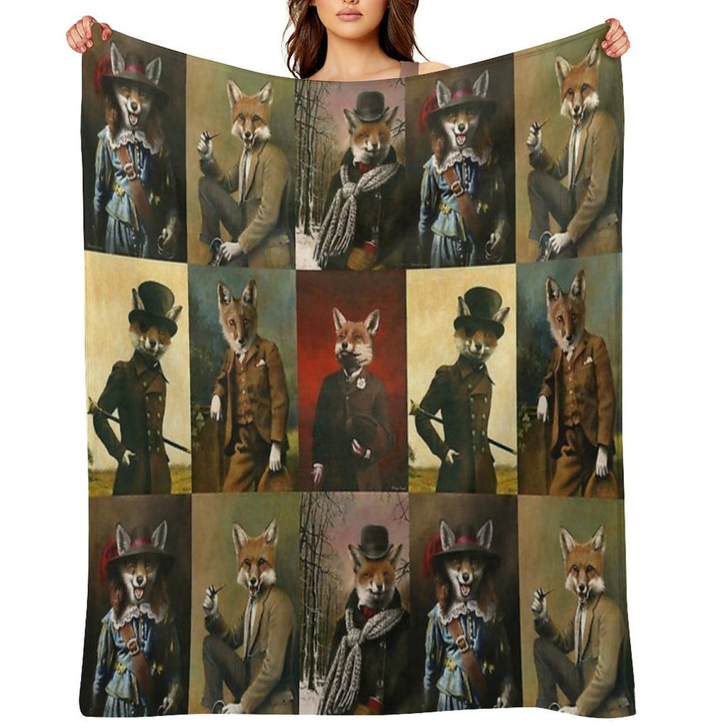 Vintage And Historical Foxes Multi-functional Throw Blanket