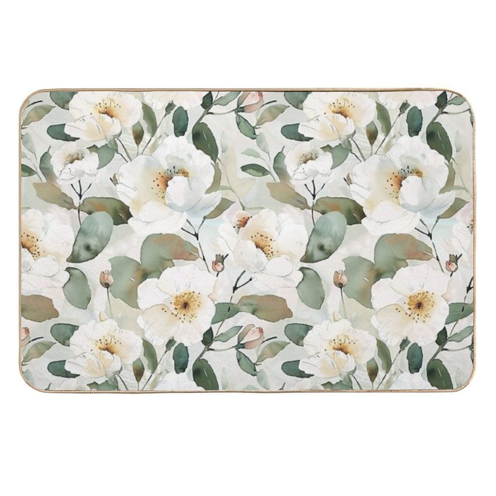 Floral Pattern. Colorful Flowers.  Anti-Trip Bath Mat
