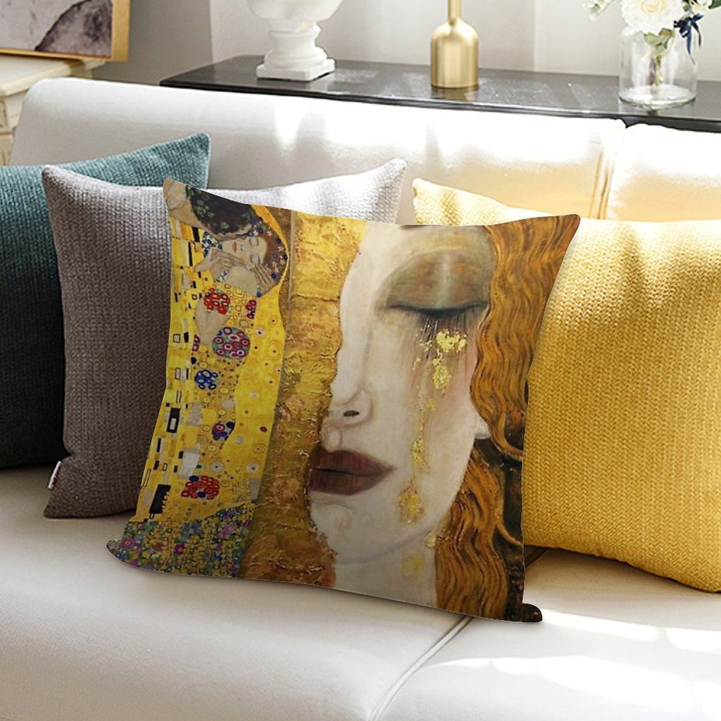 Golden Tears - Gustav Klimt Soft Luxury Feel Throw Pillow