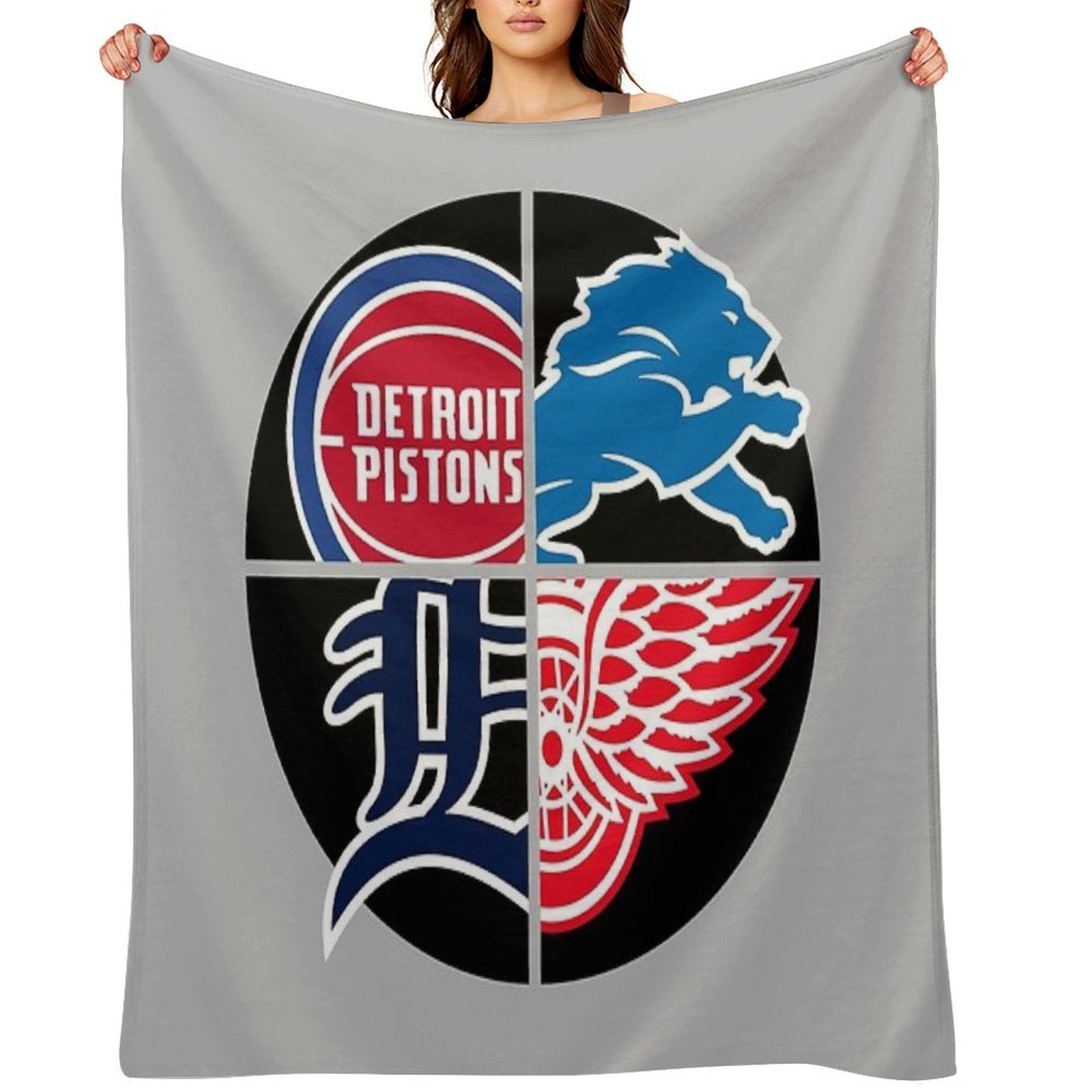Detroit Sports Quad Wrinkle-free Throw Blanket