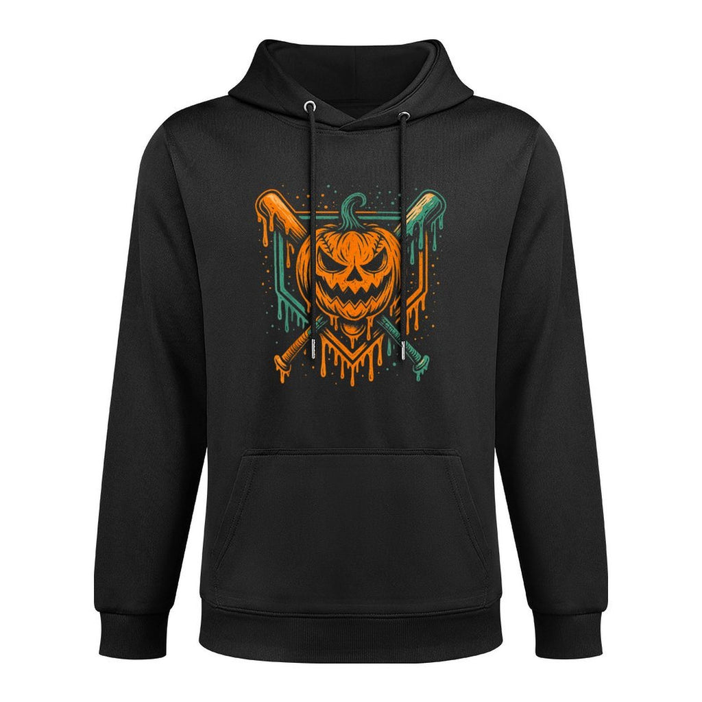 Pumpkin Halloween Baseball Ice Cream Drip Spooky Boys Youth Machine Washable Hoodie