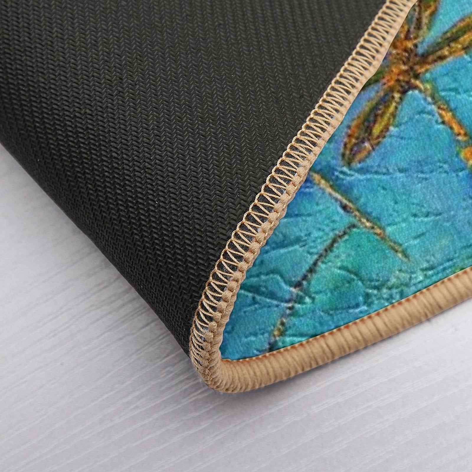 Dragonfly Dance Blue Gold Durable Bath Mat
