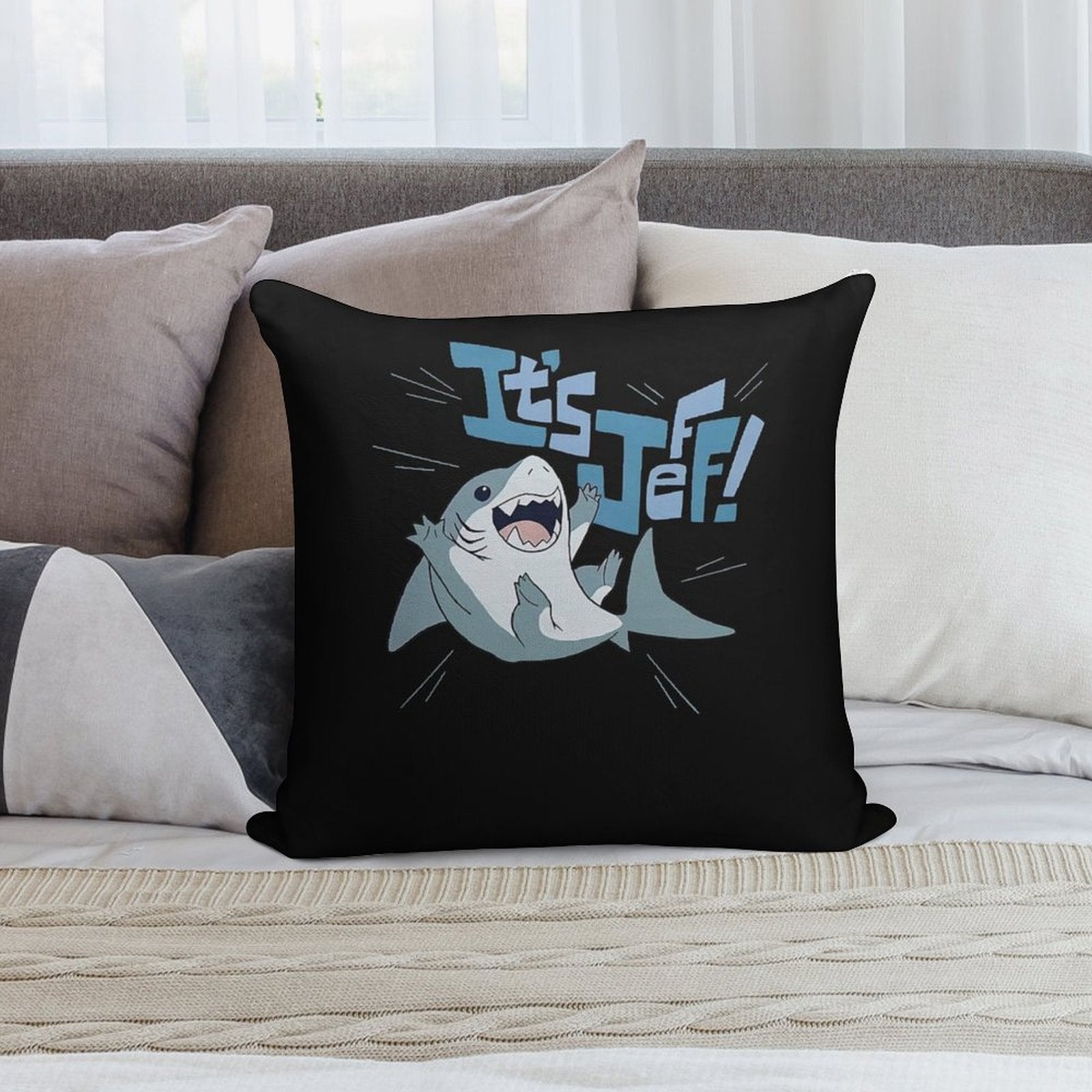 It’s Jeff The Landshark Soft High-Density Material Throw Pillow