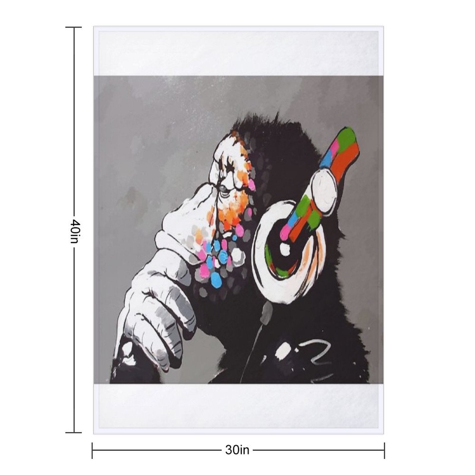 Banksy DJ Monkey Thinker with Headphones Velvety-soft Throw Blanket