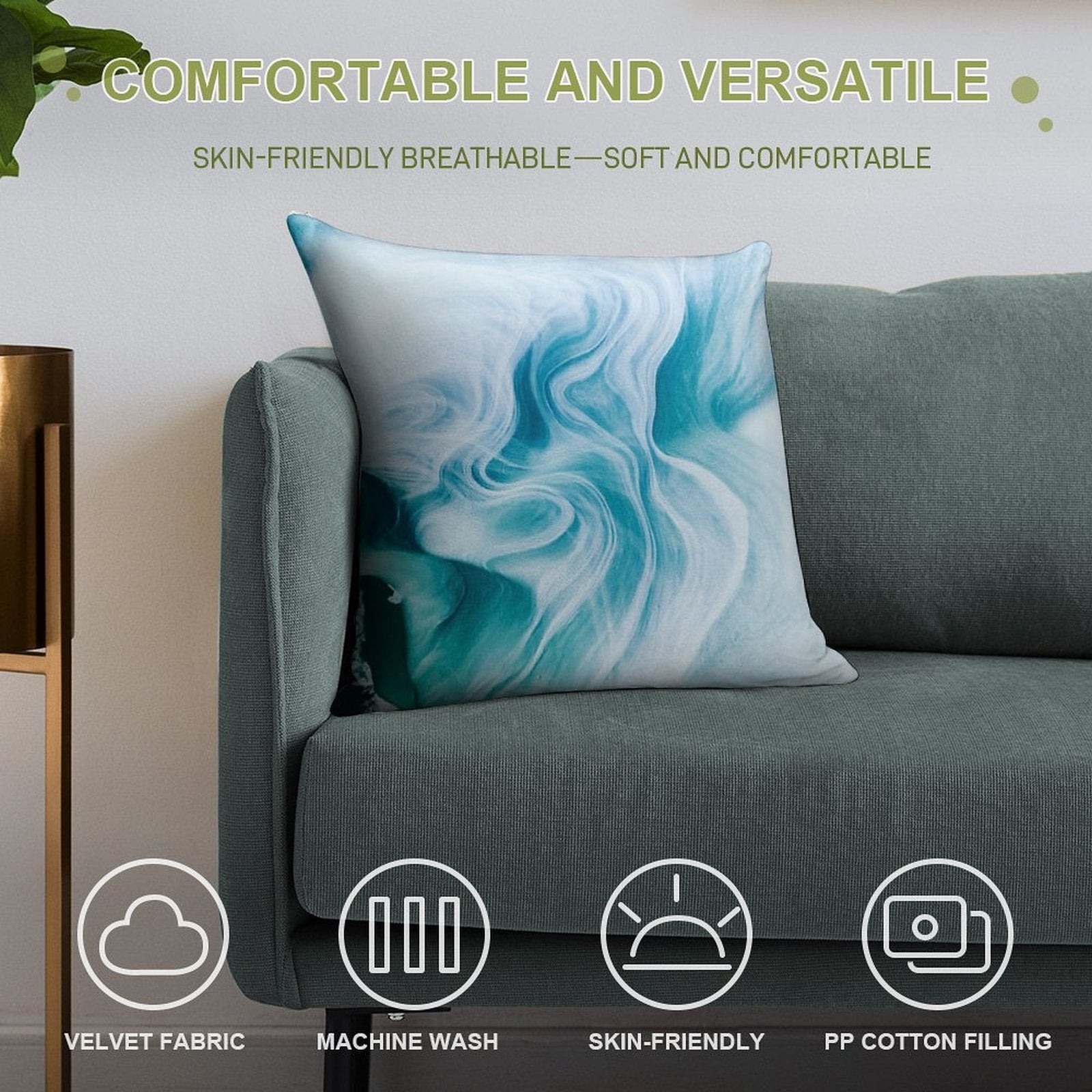 Marble Sandstone - Oceanic Soft Fade-Resistant Throw Pillow