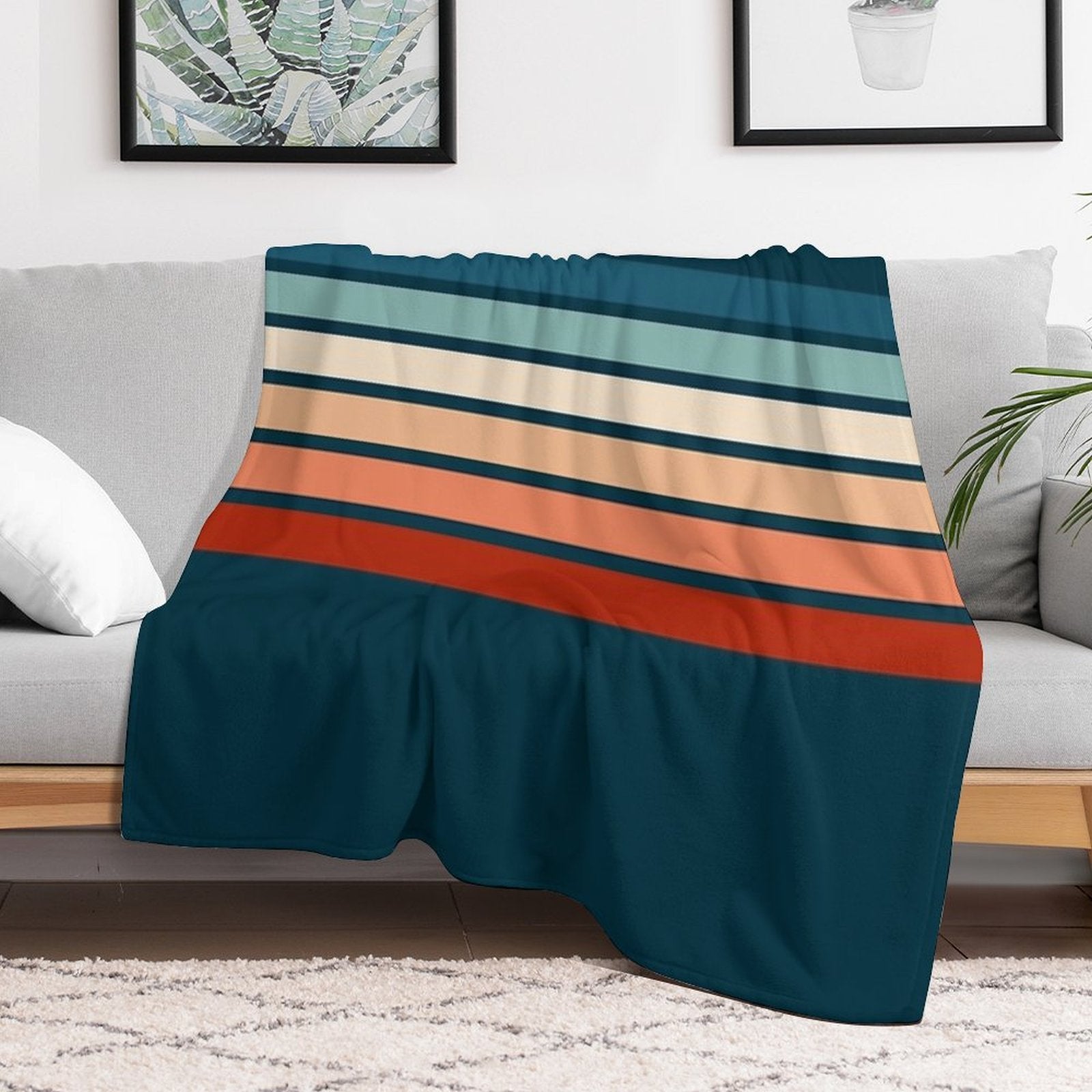 70s Vintage Retro Stripes Quick-dry Throw Blanket