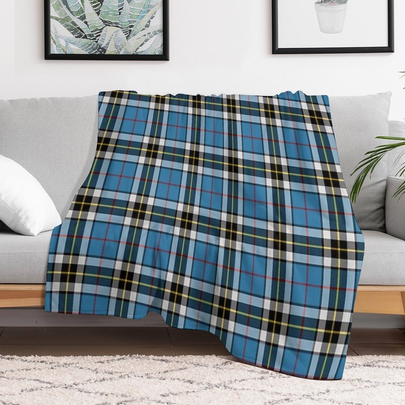 Thompson Blue Dress Tartan  Clan Thomson  Cute Tartan Plush Throw Blanket